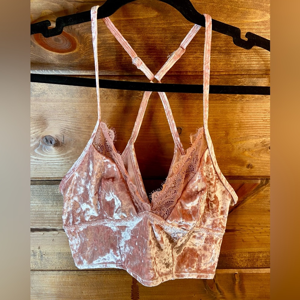 Aerie Velvet Lace Bralette - Blush